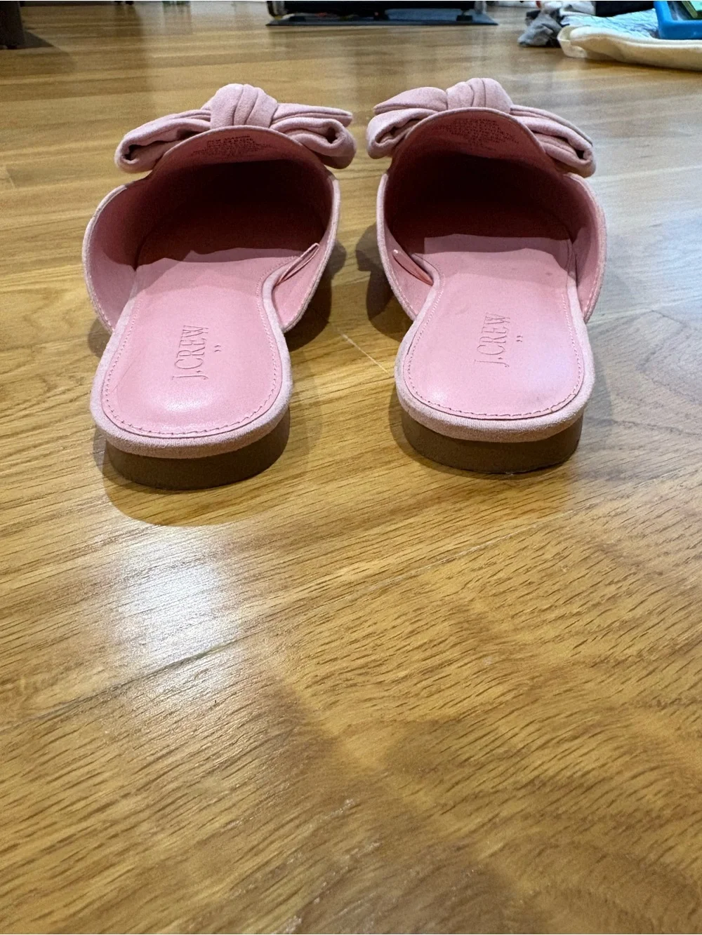 J. Crew Light Pink Bow Pointed-Toe Mules